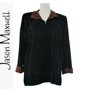 Jason Maxwell Women's Top With Black & Brown Accent Print Size 2X